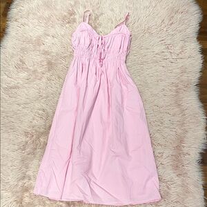 Forever 21 Pink Smocked Midi Dress | Size Small